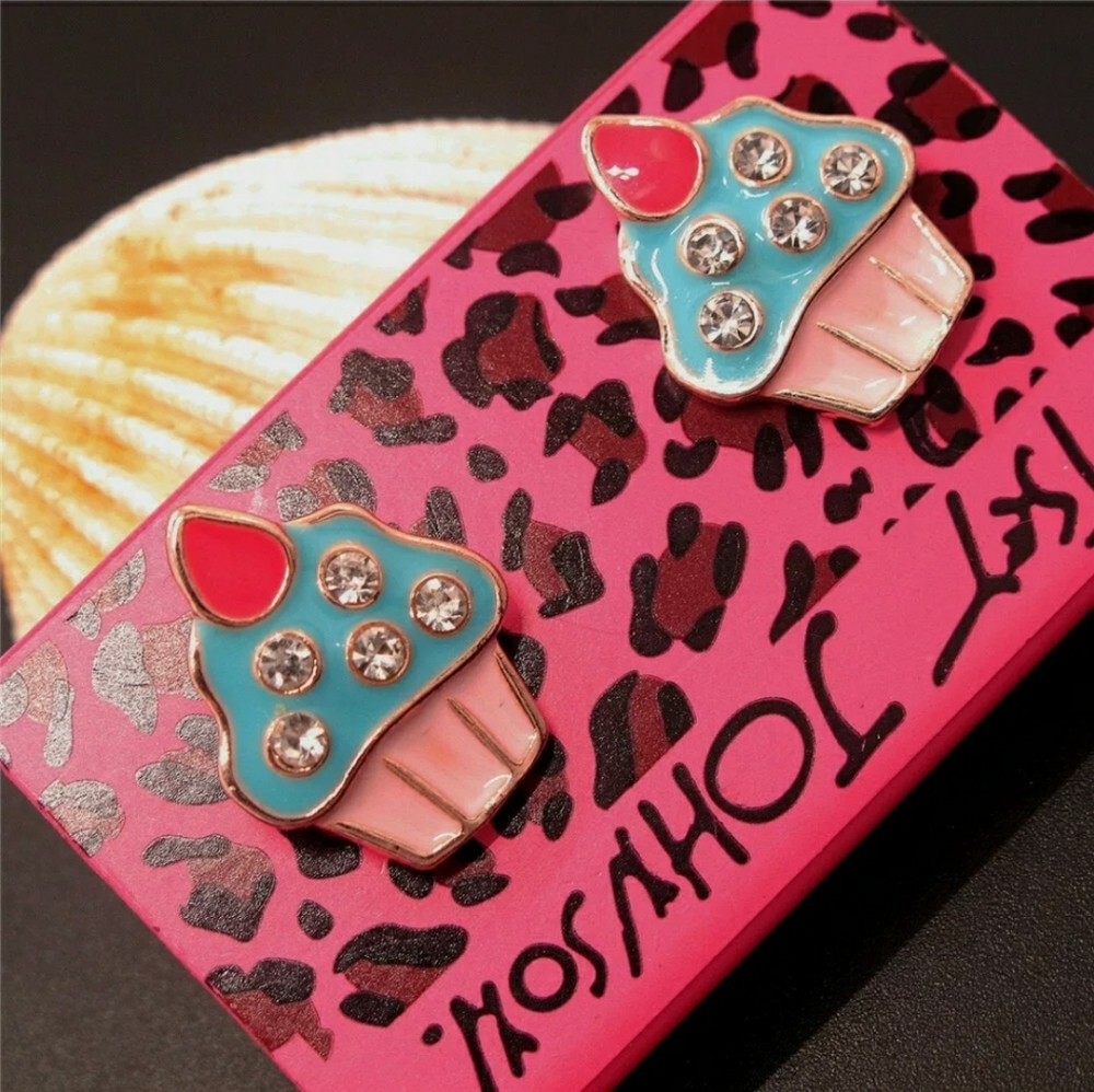 Colorful yummy crystal cupcake earrings